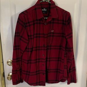 Hollister Red and Black Plaid Shirt